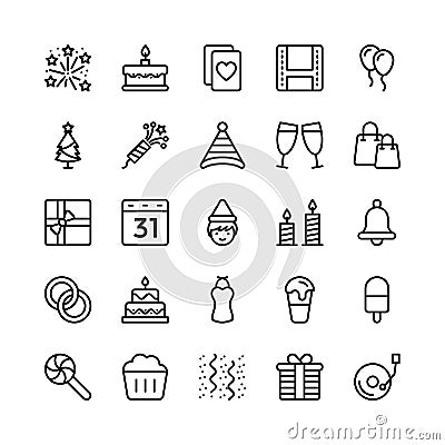 Christmas, Halloween, Party and Celebration Line Vector Icons 18 Stock Photo